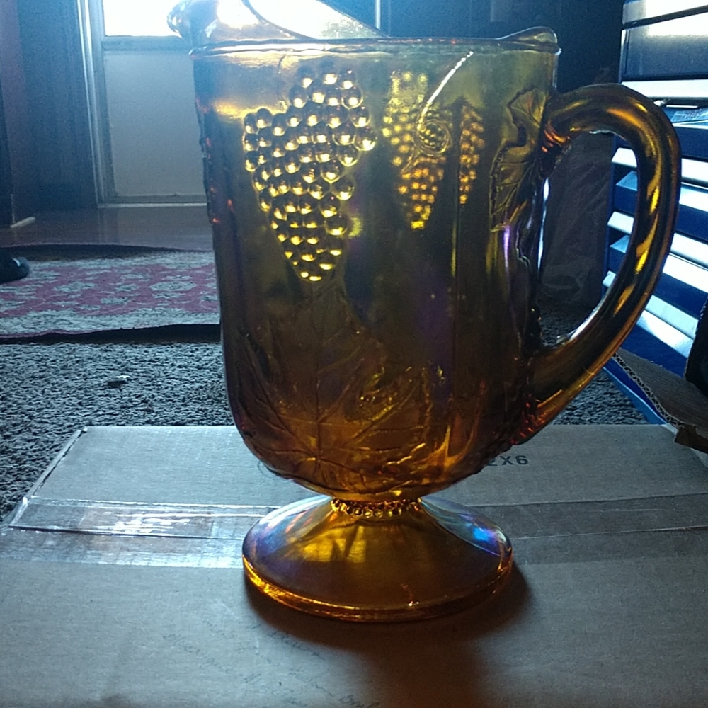Vintage carnival glass pitcher